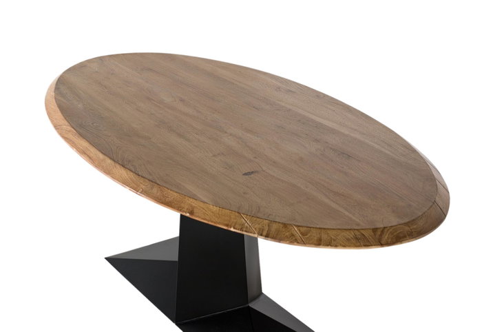 GINER Y COLOMER Table de salle à manger en bois d'acacia naturel et fer noir 200cm